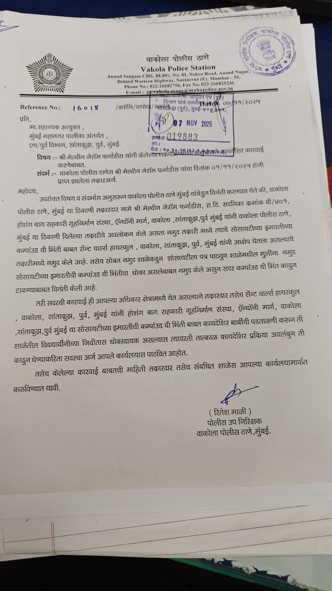 MelwynF55275571's tweet photo. Complaint from St.Charles https://t.co/gflMkmeIjN, Vakola to HE ward Encroached by illegal structure.
Inspite of Multiple notices by Vakola police to DO , no action taken . More than 3500 minor girl students &amp; DO s insensitive. SEBF Sachin kamble says DO has stopped action , WHY? https://t.co/IxelAlO1e2