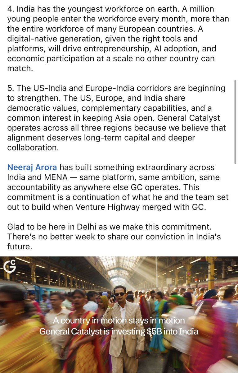 pitdesi's tweet image. Wow - @htaneja / General Catalyst announced a $5B commitment to India over the next 5 years