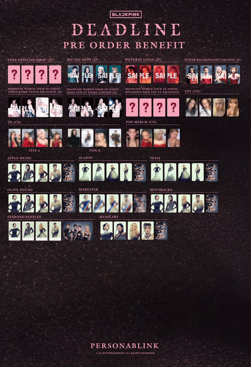 BLACKPINK [DEADLINE] PRE ORDER BENEFIT (POB) PHOTOCARD LIST - UPDATE