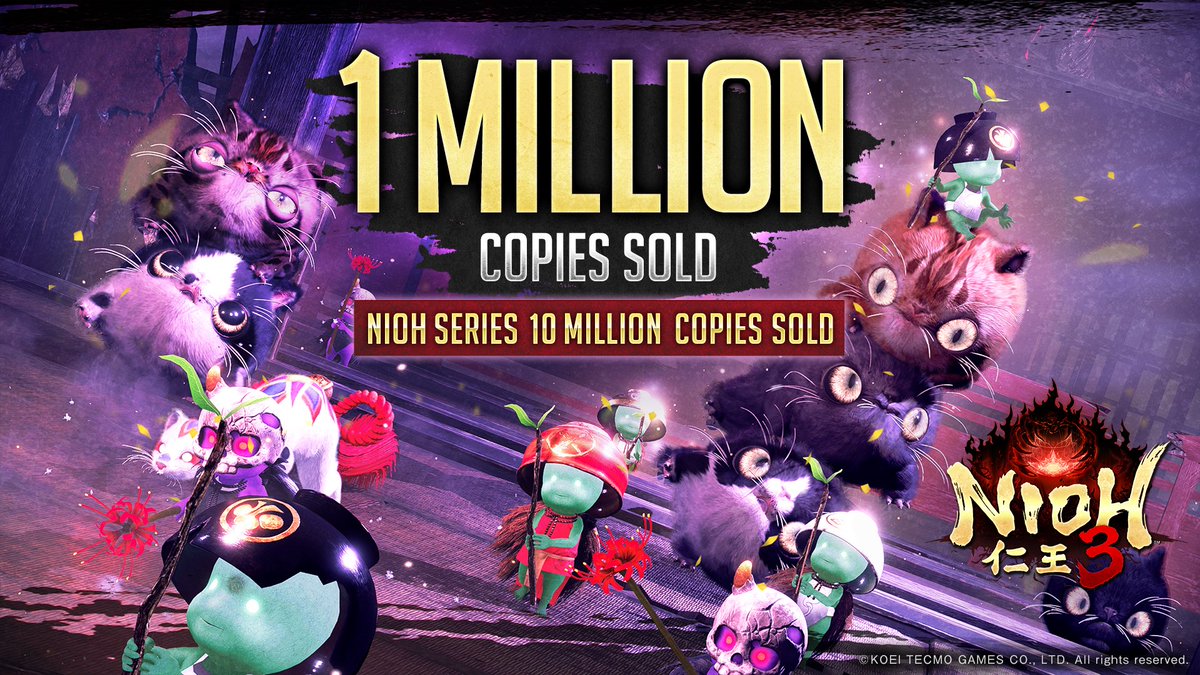 nioh_game's tweet image. Nioh 3 has already surpassed 1 million copies sold, pushing the franchise to an incredible 10 million units worldwide.
Thank you for your continued support. We hope you keep enjoying the Nioh series.

teamninja-studio.com/nioh3/
#Nioh3 #Nioh