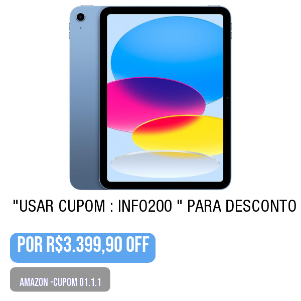 .
🛒 Compre aqui 👉🏽 amazon.com.br/gp/product/B0D…
.
💥🌟PRECINHO DA AMAZON-Cupom-01.1.1Apple 2025 iPad (Wi-Fi, 128 GB) - Azul (A16)
.
Use o cupom: INFO200  (na tela de pagamento)
.
😱 por R$3.399,90
.
.
💢 PROMOÇÃO OSCILANDO