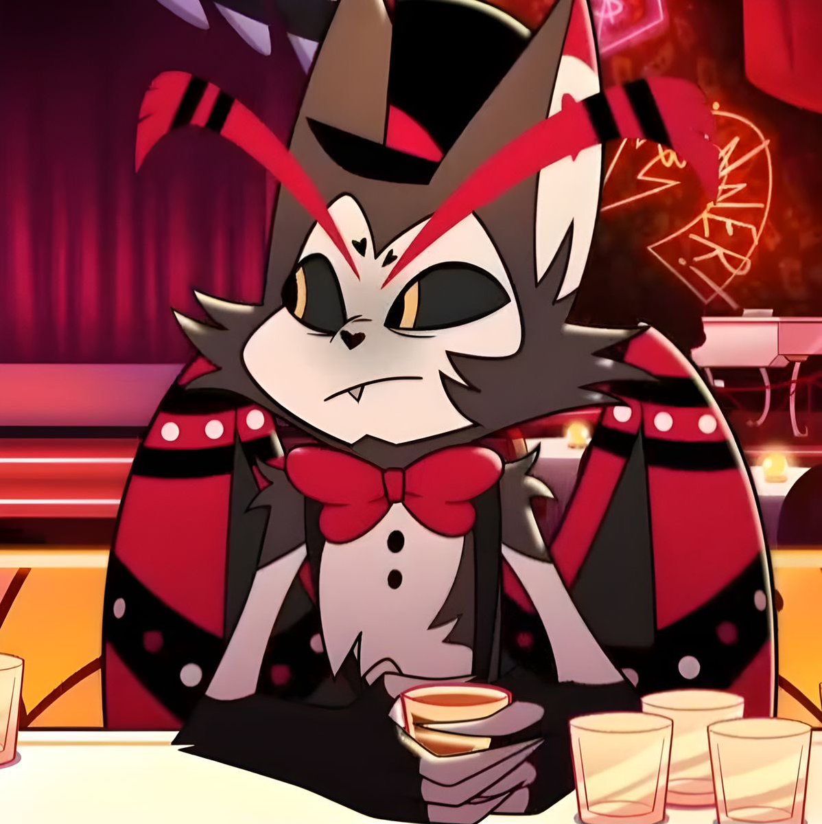kaichiiix's tweet photo. He has very chubby cheeks. #Husk #HazbinHotel https://t.co/XT5fJI0jtD