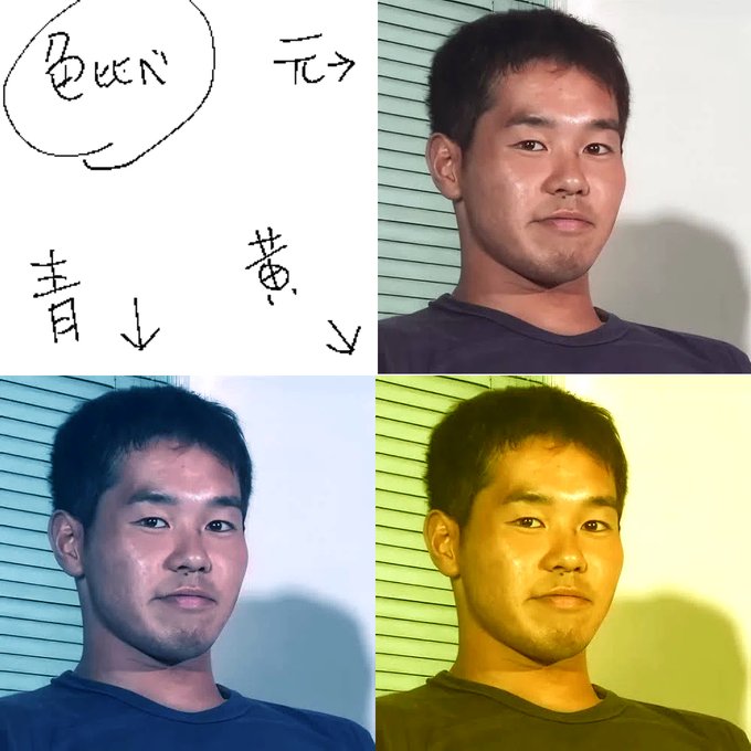 色の好みについてですが、多く言われるのは液晶の色温度で黄色いものは汚く、青、もしくは白の物は綺麗という世論ですね。
実際のところどうなのだろうと野獣先輩でテストしてみました。 
結果としてはどれも汚いです。 ありがとうございました。 