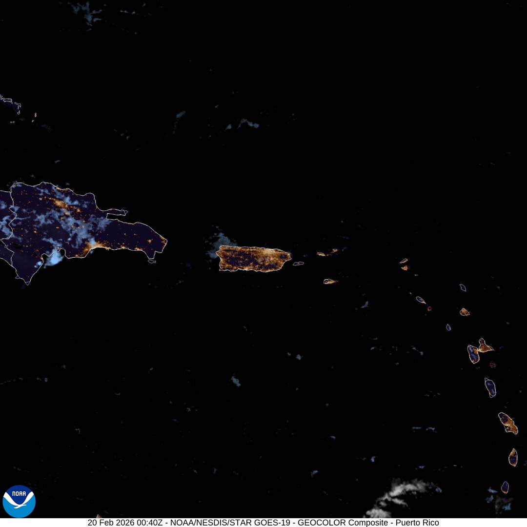 Imagen de satélite February 19, 2026 at 09:00PM #PuertoRico #weather