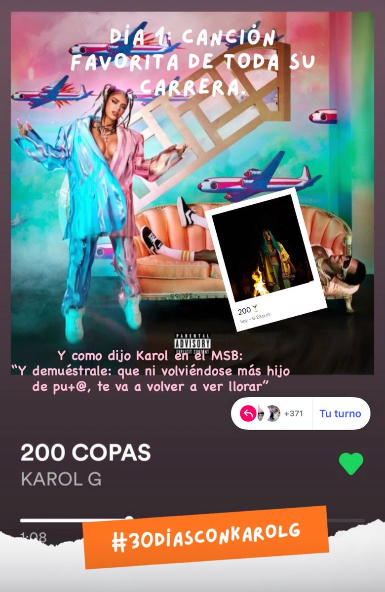 AleGarza's tweet photo. Día 1 Canción favorita de toda su carrera
#30DíasConKarolG
“Y demuéstrale que ni volviéndose más hijo de 🅿️u❌🅰️, te va a volver a ver llorar” ¡arriba esas copas! ¡salud! https://t.co/dEjwNjYG5O