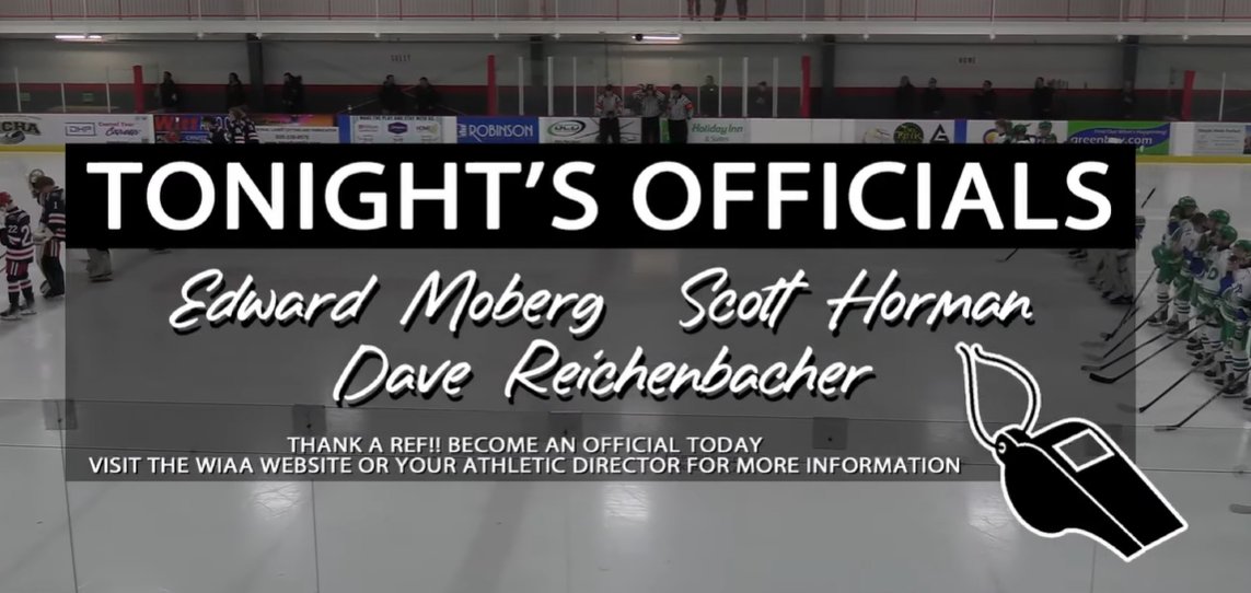 WiscoHockey2025's tweet photo. Awesome of the @VoiceofBP broadcast to not only name the officials, but also provide info on becoming an official! https://t.co/Knw0qRw2qn