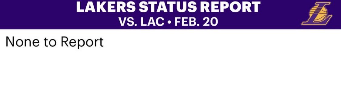 mcten's tweet photo. The Lakers open up the final 28-game stretch of the regular season with a clean injury report for Friday’s game against the L.A. Clippers https://t.co/8KNSghG60s
