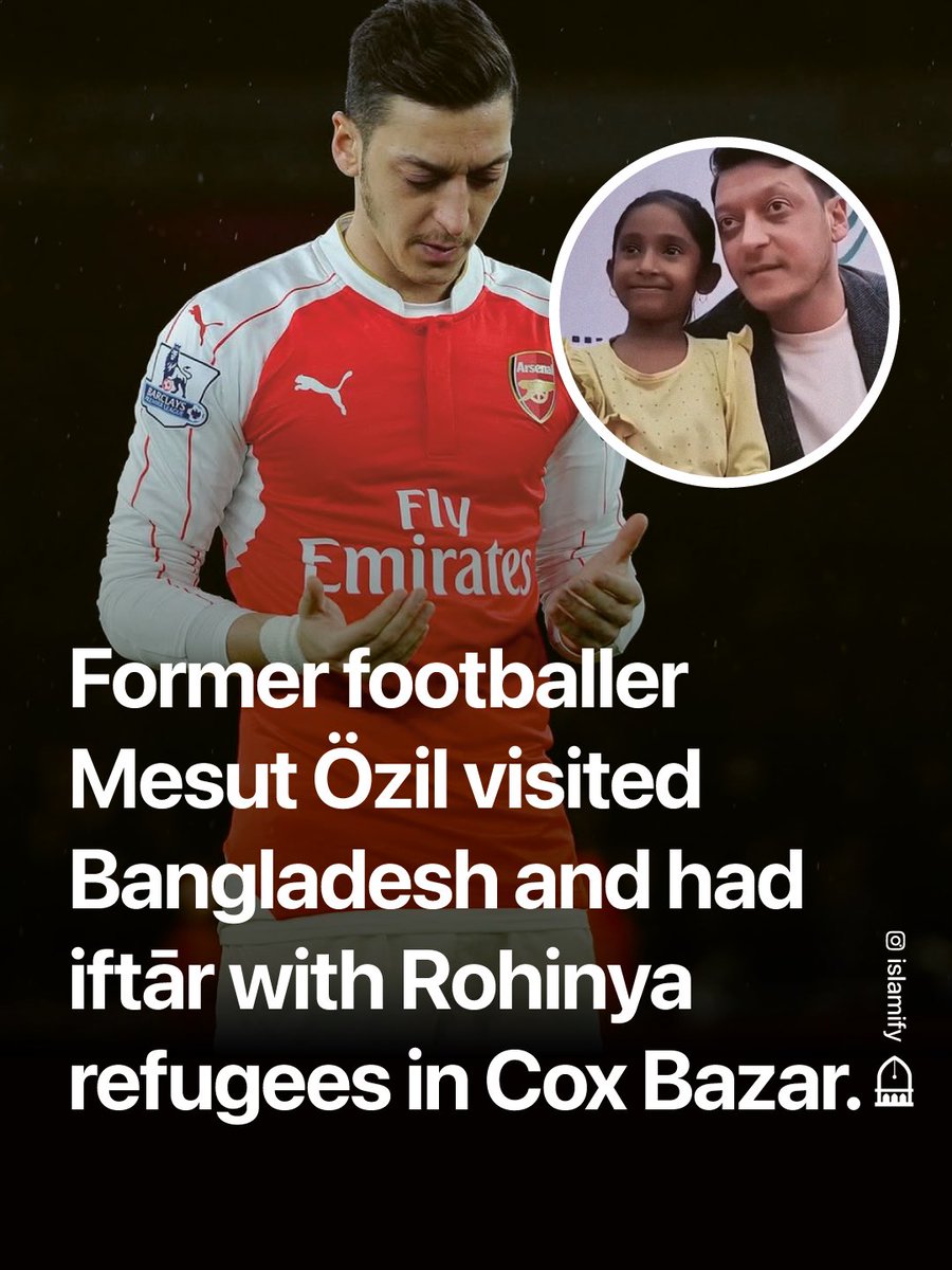 Alhamdhulillaah's tweet photo. Former footballer and World Cup winner Mesut Özil (@m10_official) visited Bangladesh to inaugurate a newly renovated medical centre in Dhaka University. 

The former Real Madrid and Arsenal star also took some time out to visit Rohingya refugees in Cox Bazar, where he took part in an iftār and also played football with the youth.