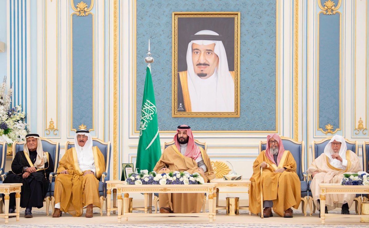 voovh's tweet photo. إستقبل ولي العهد 🇸🇦 المهنئين بشهر رمضان المبارك. https://t.co/ukq0apwva1