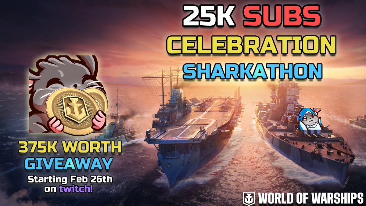 For our 25k Subscriber Milestone on Youtube! We will be doing a special 375k Doubloon worth of ships giveaway starting on Feb 26th! looking forward to seeing you all there! As well as thank you all for helping me reach such a huge goal and for all the support over the years!