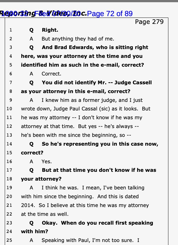 Sorry guys, didn’t realize I missed this one. 

Here’s yet another totally fabricated quote from the 2016 deposition that the AUSA included in their internal memo to smear Virginia Guiffre as a liar… which Michael Tracey is now presenting as proof that there was never any sex