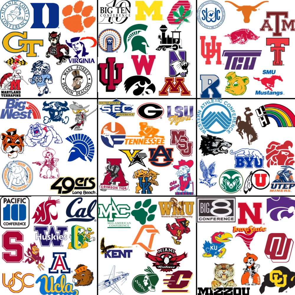 What the 9 college football conferences looked like in 1990