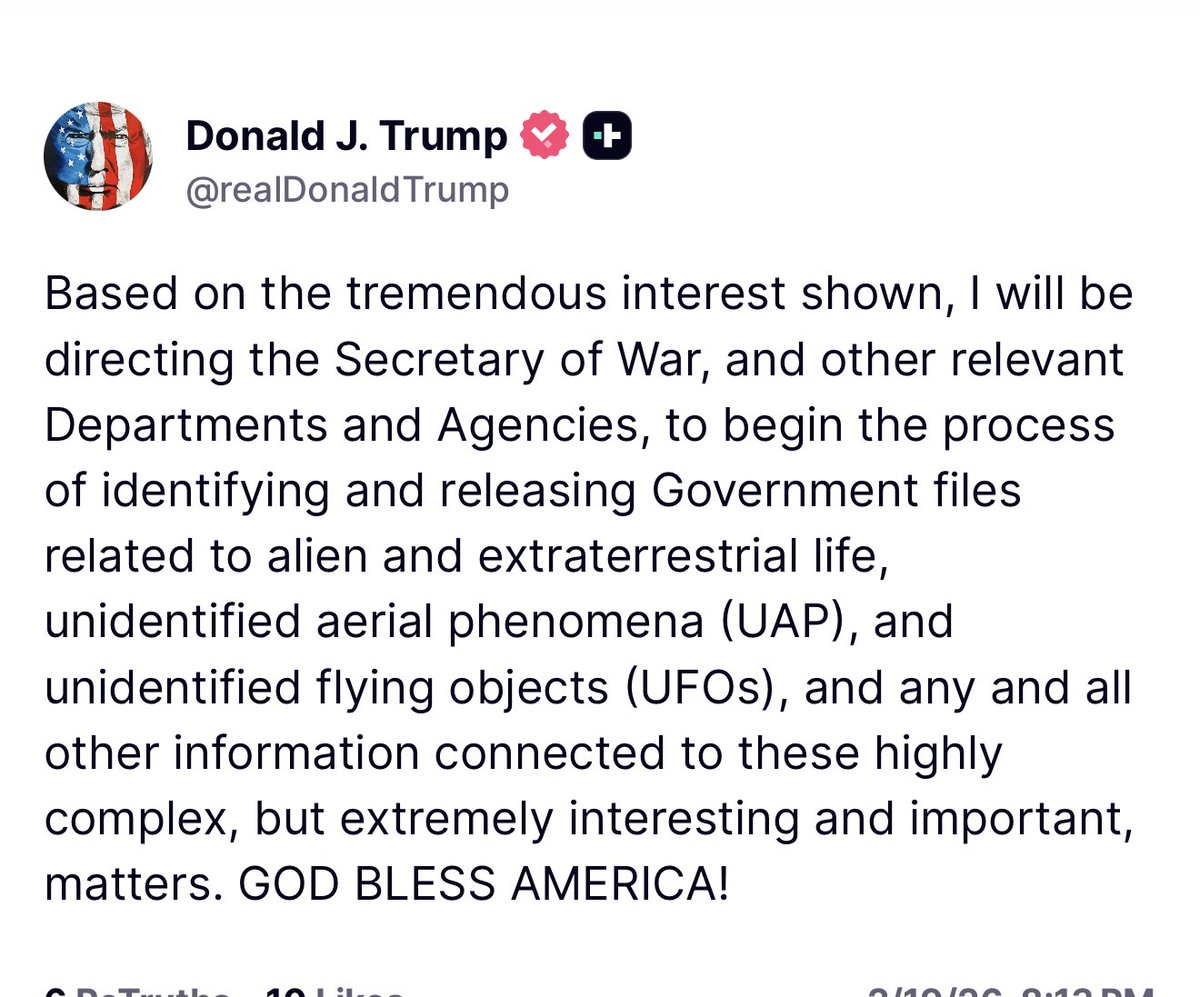 🚨OUT OF THIS WORLD NEWS from President Trump… 👽