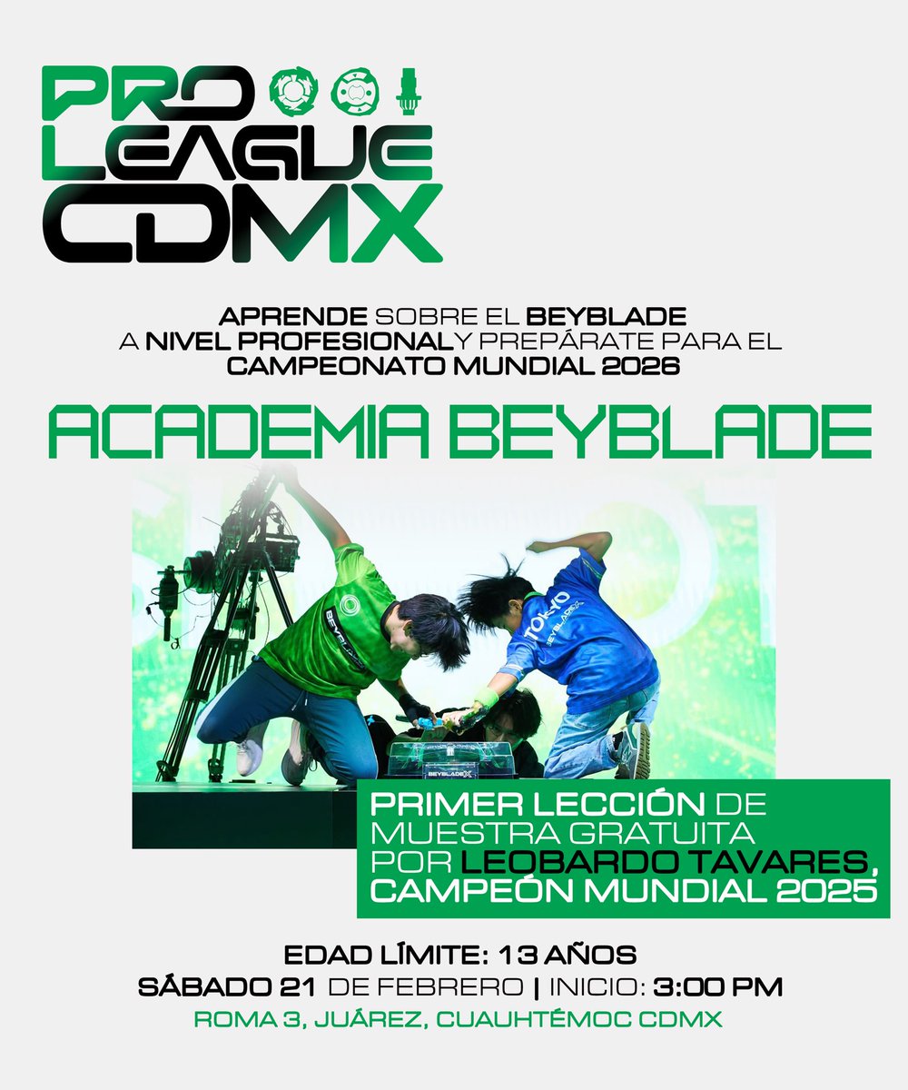beytournamentmx's tweet photo. Este Sábado 21 de Febrero iniciamos con el Proyecto ACADEMIA BEYBLADE, un espacio de formación profesional de la mano de jugadores con gran experiencia,  así mismo X el Domingo 22 tendremos varios torneos , los esperamos en Roma 3 Juárez, a dos cuadras de Metro Cuauhtémoc. 💥 https://t.co/rrN3RoOIug