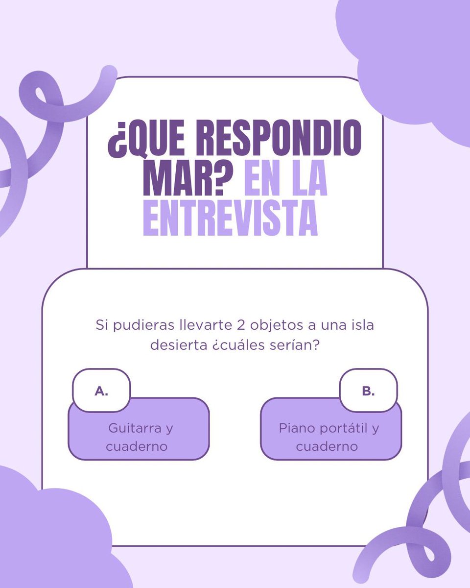 #2❤️
¿QUÉ RESPONDIÓ MAR?

🧩Comenta la repuesta correcta, ¿A o B?
🧩 Adjunta tu captura de tu reproducción en Spotify donde se vea la hora. 

⏰ A las 7:36PM dirígete a <a href="/AysiaysiOficial/">Ay si ay si…Sentí cosas de 🦁❤️‍🔥🐊</a> para el siguiente hilo.
🔗 open.spotify.com/playlist/1x8Ul…