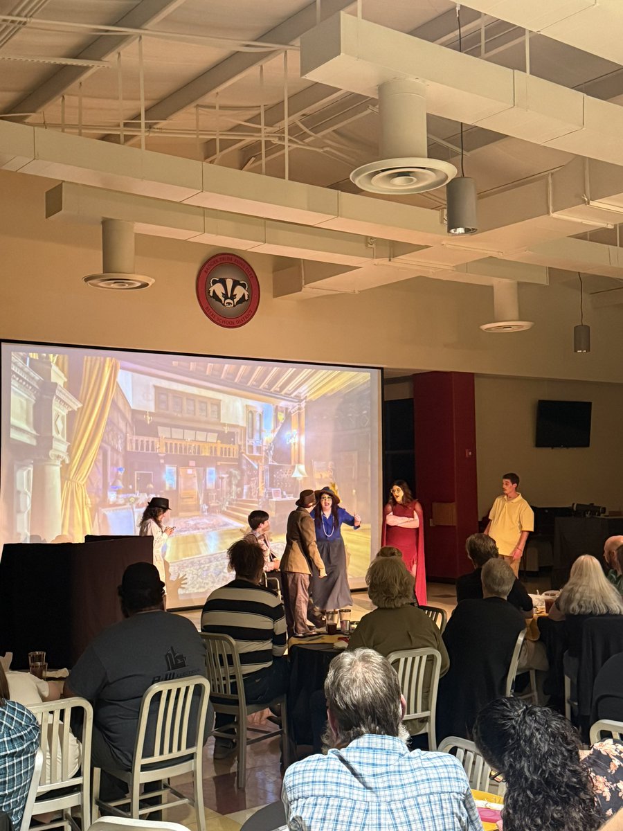 zeb_prothro's tweet photo. Great entertainment from our Drama Department’s Murder Mystery Dinner Theater, Hint! Our Junior High girls also brought home the District Tournament championship. Big night for Beebe School District and proud of our students and staff! #BPRD https://t.co/VDXhLPziNU
