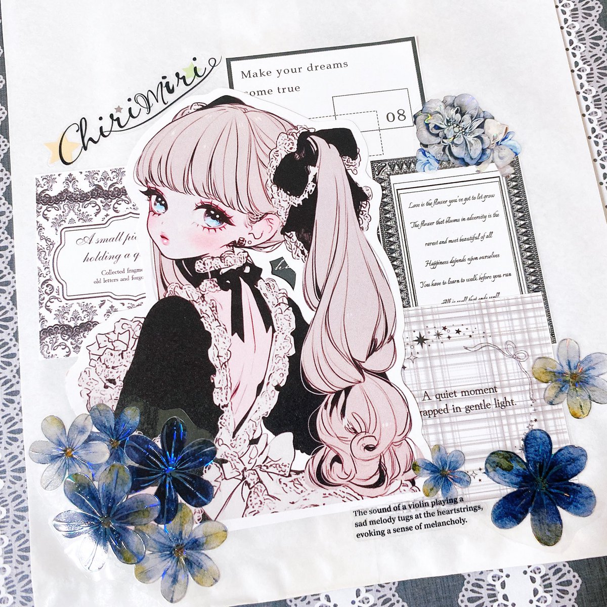 白の平袋にも💐🤍 #コラージュ #collage #コラージュ好きな人と繋がり