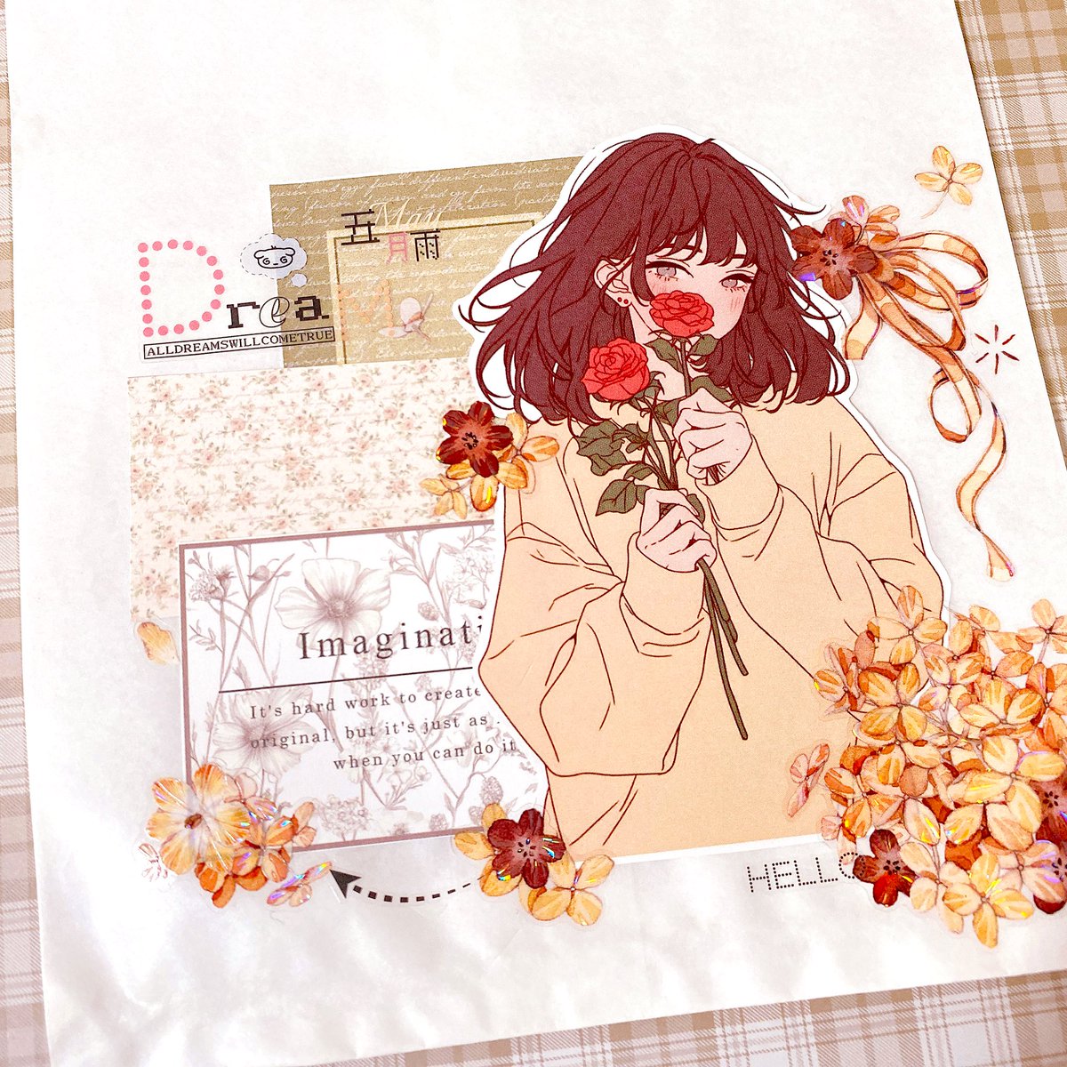 白の平袋にも💐🤍 #コラージュ #collage #コラージュ好きな人と繋がり