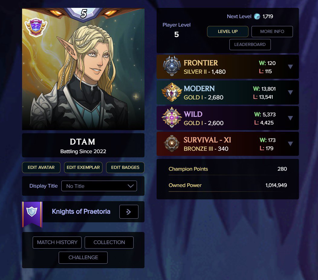 I’ve been playing <a href="/splinterlands/">Splinterlands</a> everyday since Jan 2022, getting SPS tokens with each win and building up my cards, which are NFT’s that I own. I just passed a milestone of 1 million card power!