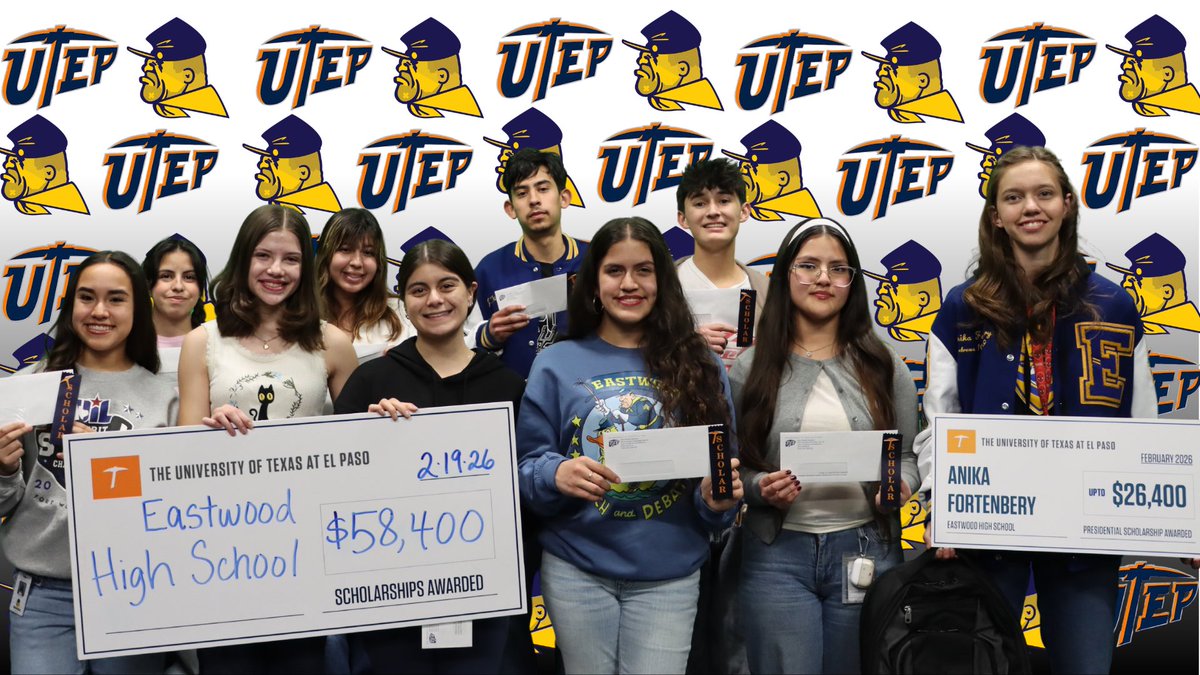 GutierrezF_'s tweet photo. Today, UTEP awarded Excellence and Presidential Scholarships to 13 outstanding students, recognizing their hard work and academic dedication.
Weβre incredibly proud and thankful to UTEP for investing in their bright futures! ππππ§‘βοΈ
@RobRobledoEHS |@EastwoodHQ
#FutureMiners https://t.co/7gEpNoY4n6