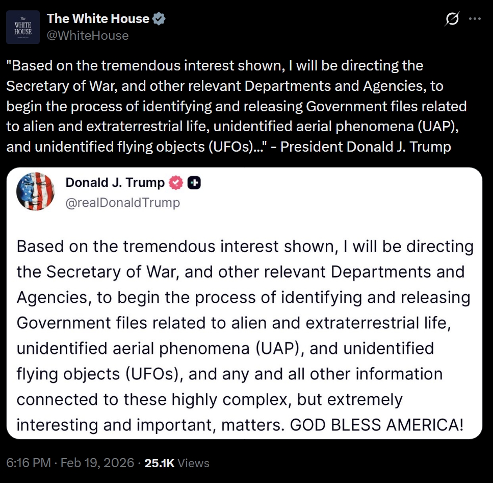It's happening. 

Trump authorizes UFO disclosure.
