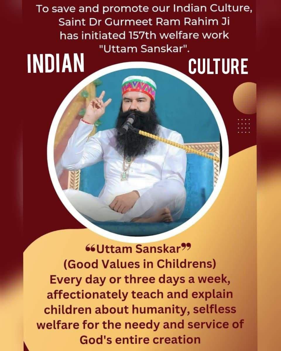 Pritpal77777's tweet photo. Parents want their children to grow up to be compassionate towards others and follow the path of the welfare of humanity, hence the #UttamSanskar initiative by Saint Gurmeet Ram Rahim Ji is inspiring millions of people to be compassionate, do good to humanity  #KeepValuesAlive https://t.co/8rKV4e7bXv