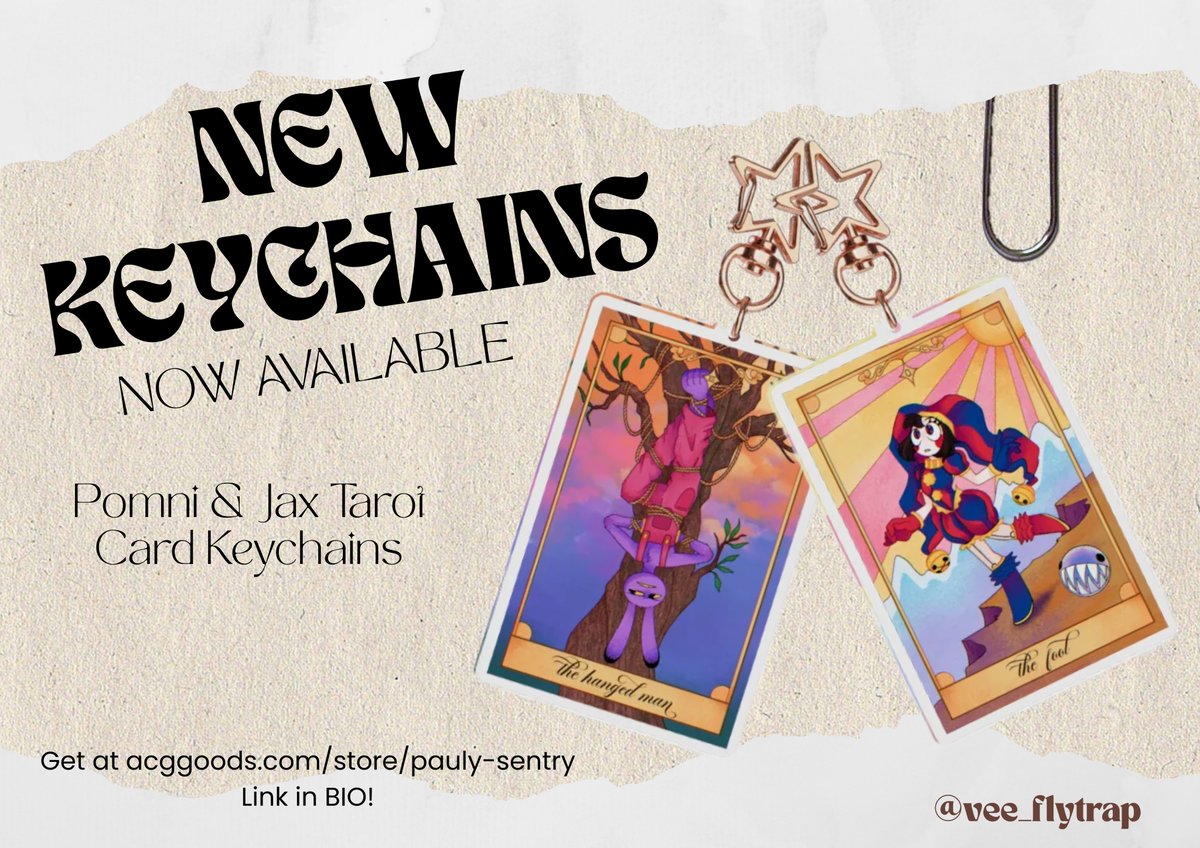 NEW KEYCHAINS NOW AVAILABLE! by <a href="/vee_flytrap/">🌼Venus🌼</a> 
Pomni &amp; Jax Tarot Card Keychains
-
LINK TO STORE IN BIO!
-
#TADC