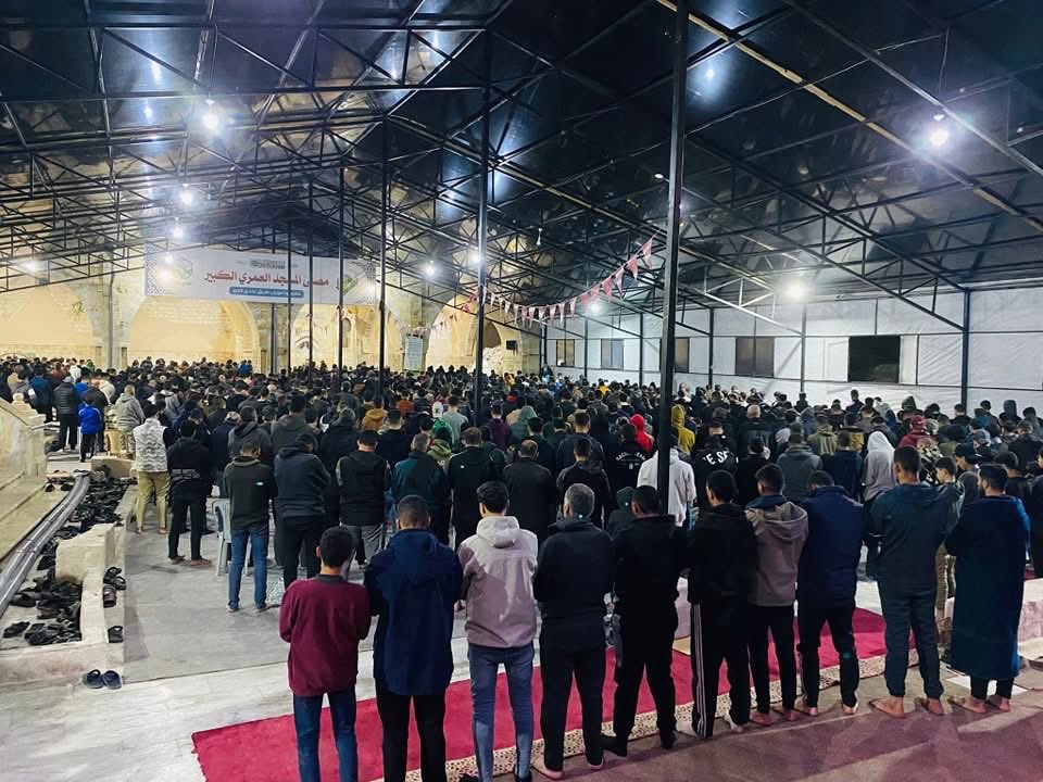 Gaza’s Great Omari Mosque on the second night of Ramadan