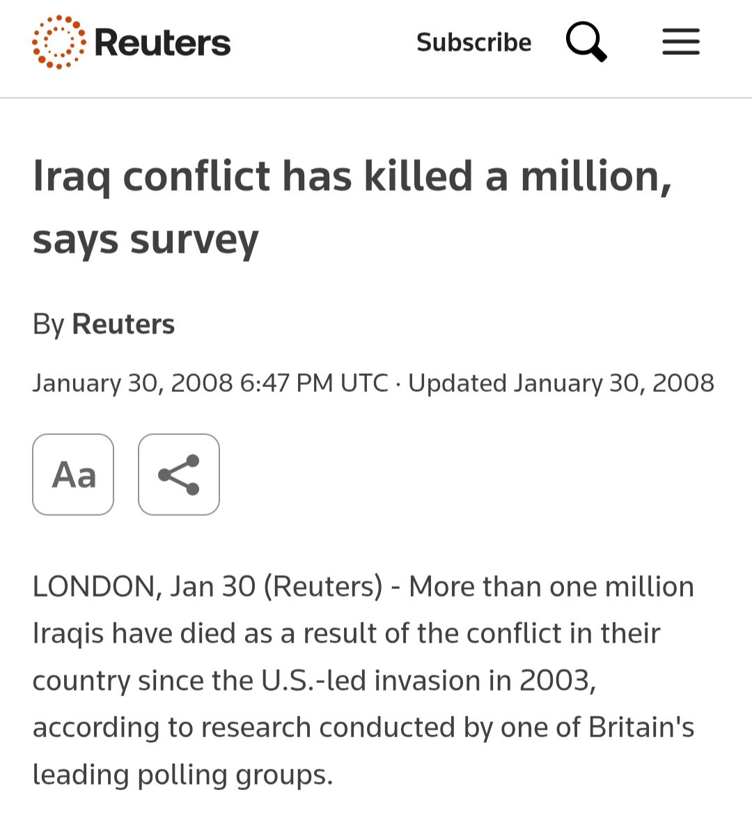 George W. Bush led an illegal war of aggression that killed more than 1,000,000 Iraqis. He should be tried at the Hague.

But US pundits whitewash this monstrous war criminal as a "fundamentally decent man" because they don't care about the foreign victims of US empire.