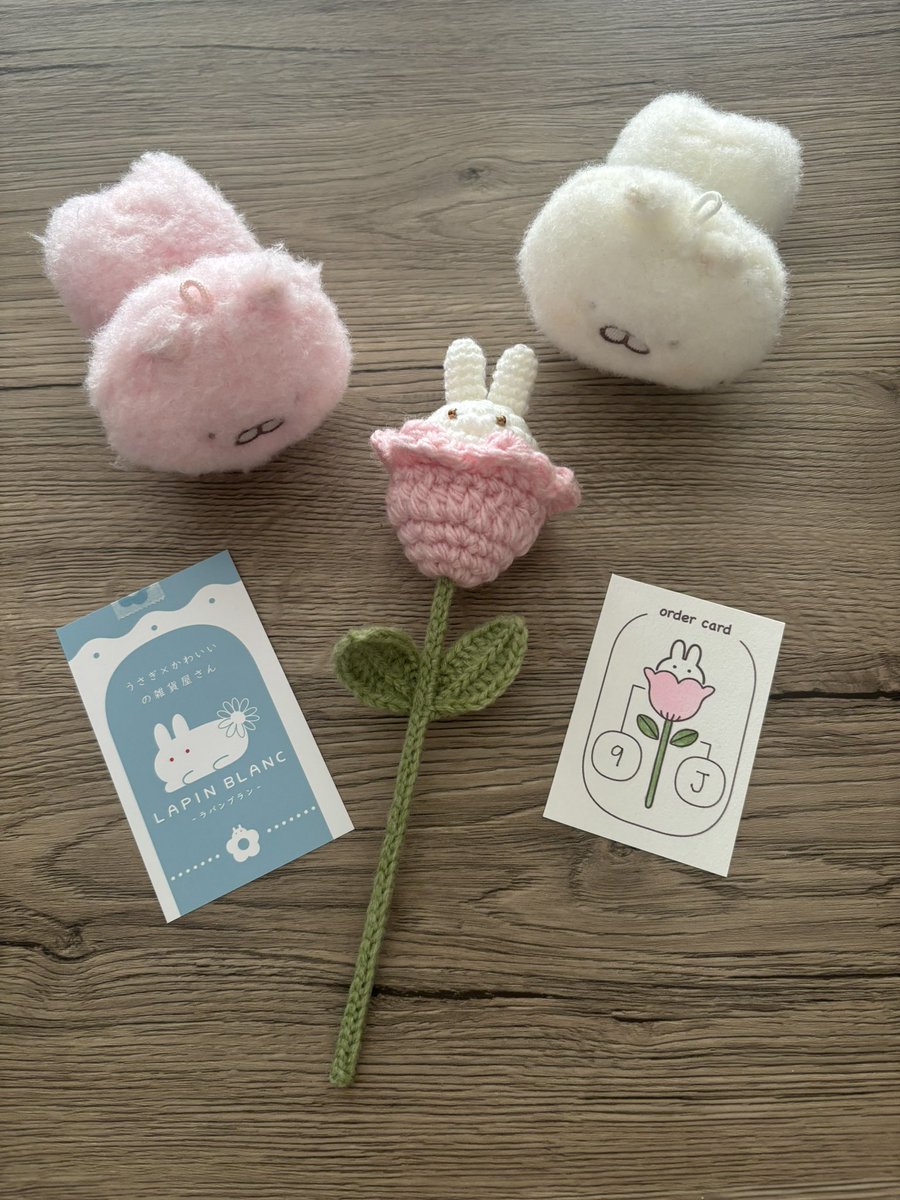 かわいいうさぎさんをありがとうございました🐰🌷🤍 何本かお花を編