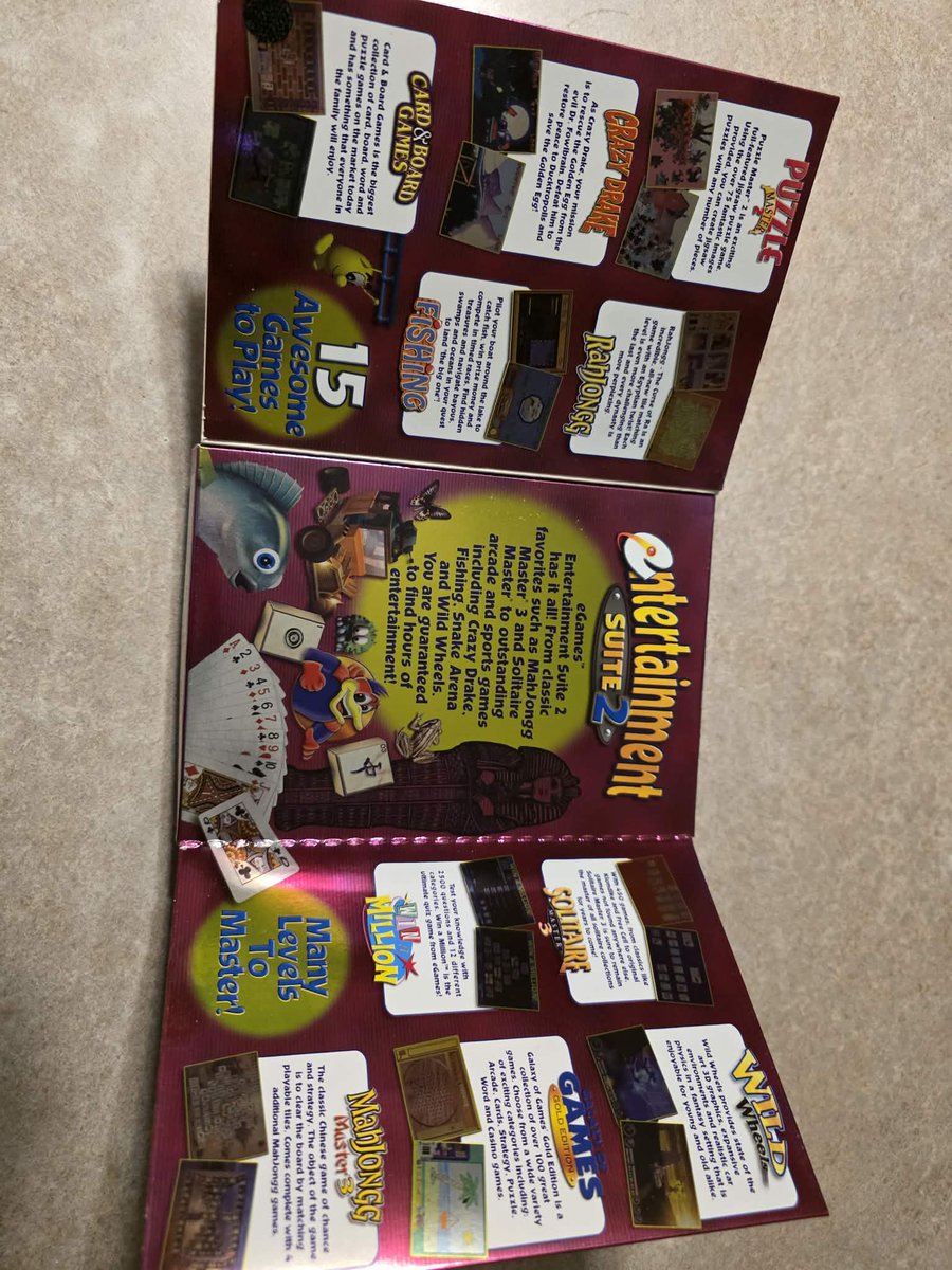 TheGreatYeetle's tweet photo. Anyone remember this blast from the past? eGames Entertainment Suite 2 from 2003 – 15 full games like Speedy Eggbert, Crazy Drake, and Mahjongg Master 3 on one CD! Over 1,000 levels of family fun. What was your favorite? #RetroPC #Nostalgia #GamingThrowback https://t.co/QNwX5cEbds