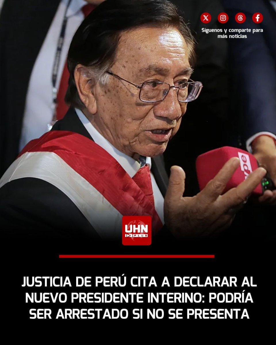 🇵🇪‼️ | ÚLTIMA HORA — La justicia peruana ha citado al presidente interino comunista José María Balcázar a un juicio oral por un presunto delito de apropiación ilícita, apenas unas horas después de asumir el cargo. Si no acude a la cita, podría enfrentarse a un posible arresto por