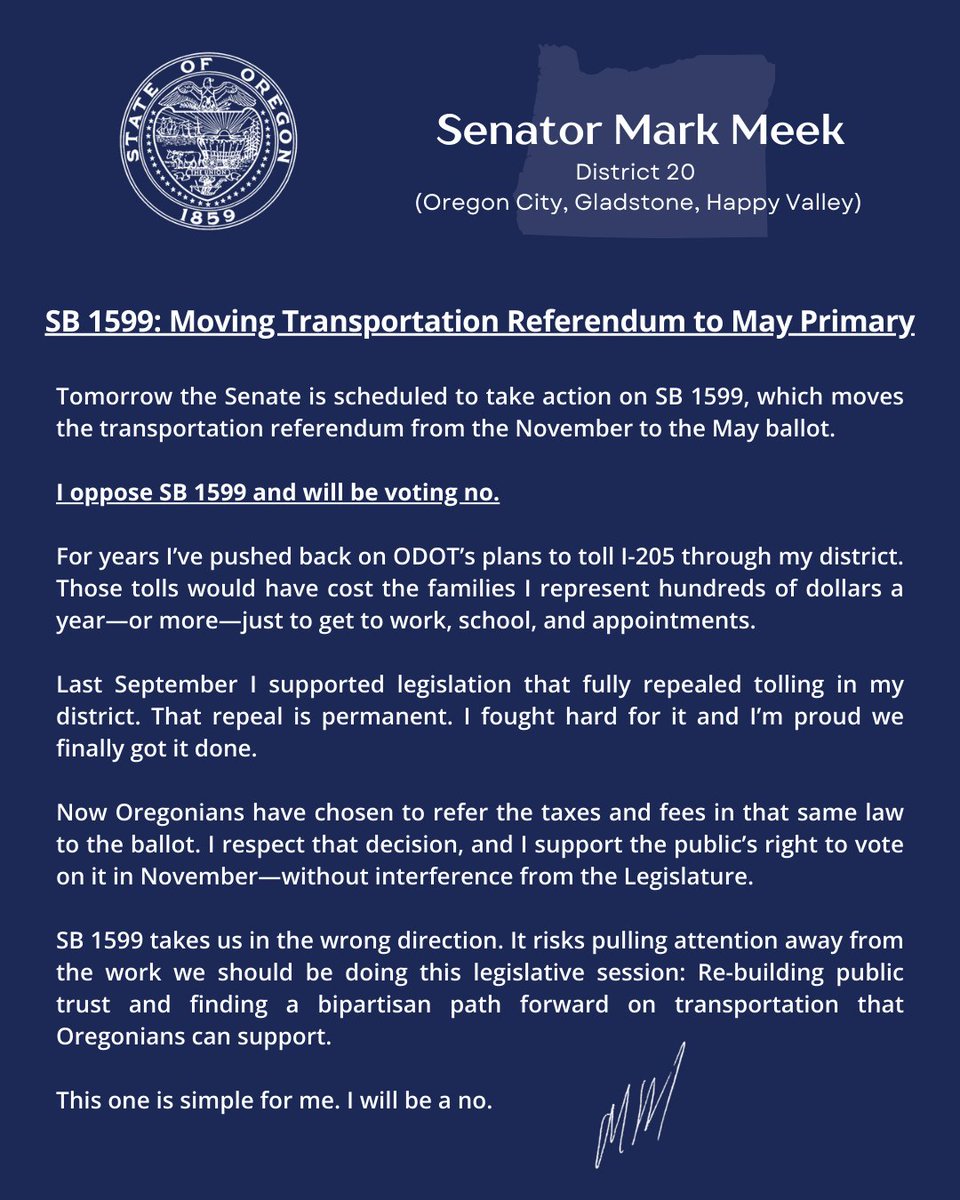 Senator Mark Meek tweet media