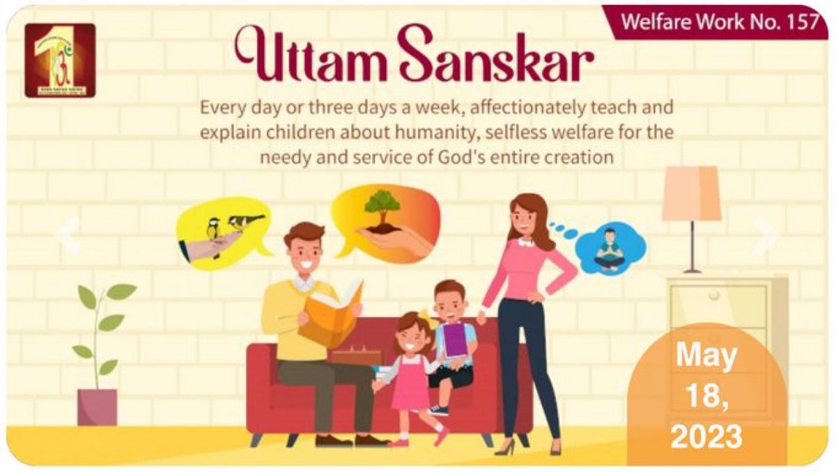 MOHITJI16488286's tweet photo. Good upbringing is the foundation of a bright future for children.  
Through Saint Gurmeet Ram Rahim Ji's #UttamSanskar initiative, millions of people are teaching their children lessons in humanity, service, and moral values.  
#KeepValuesAlive https://t.co/MAYolDJZCx