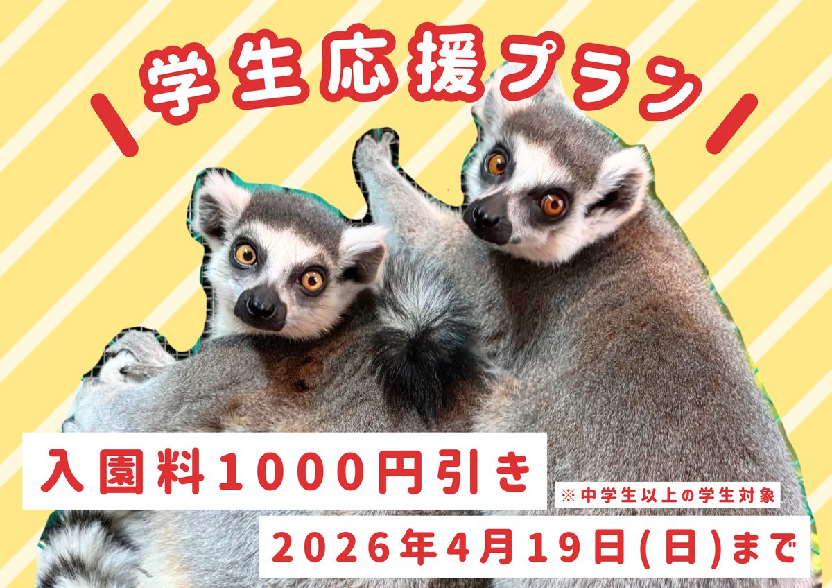 学生様向け割引キャンペーン実施📣 学生応援プラン 入園料1000円引き