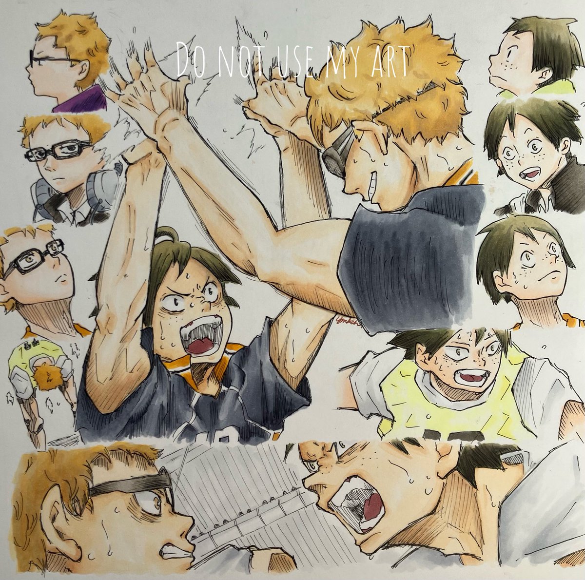 あいつは僕の先を行く男なんで✏️模写アレンジ
いろんな背景が、いろんな物語が、信頼が、友情が、折り重なってるこのハイタッチとつっきーの言葉。
笑い合ってる表情もまたいいよね😭💕