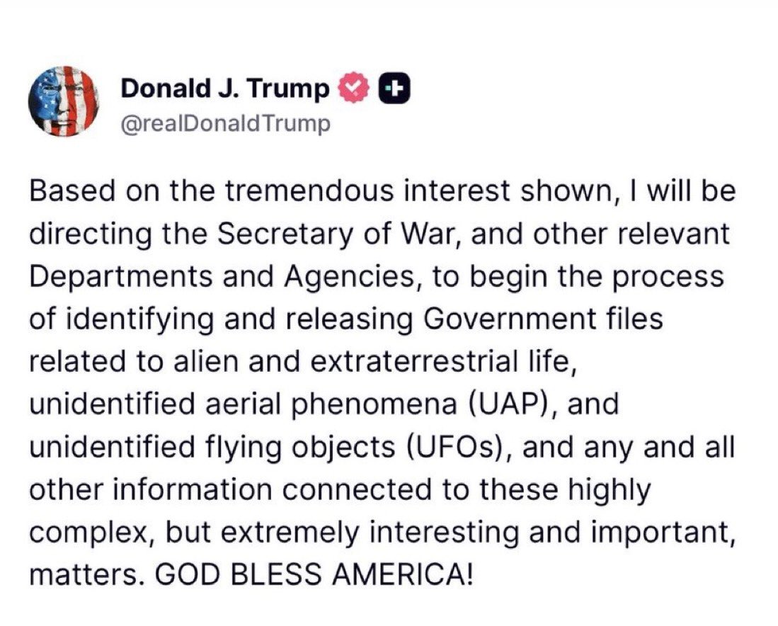 Thank you POTUS! As the Chairwoman of the Task Force that investigates these subjects, we are incredibly grateful for you doing this! I look forward to going through all the footage, photos, and reports with the public!