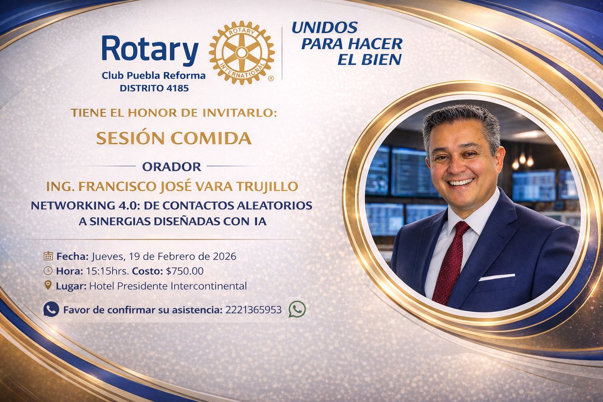 Rotundo éxito el día de hoy en la sesión del Rotary Club Puebla Reforma. Nuestra ponencia "Networking 4.0" demostró empíricamente que la era de los contactos aleatorios ha terminado. La verdadera ventaja competitiva actual exige diseñar sinergias estratégicas, escalables y