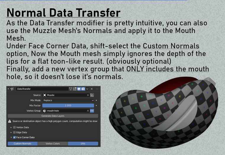 PsifinityDXI's tweet photo. @TBSF_YT i think one of the only questions i got is like, in the case OF pushin' the mouth itself to more extreme positions that will inevitably lead to some artifacts...

wouldn't a good all-around fix be having some custom normals for the muzzle itself...? https://t.co/3MORvhjnNg