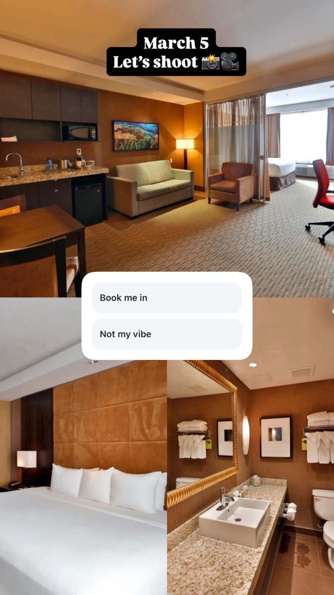 Next round of hotel shoot coming up.
Edmonton

March 5

DM me for more info 📸🎥
