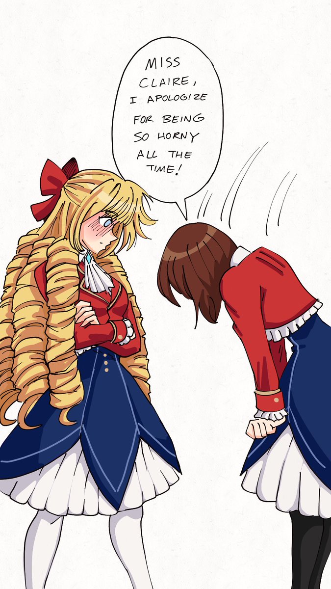 This definitely has #wataoshi vibes so I drew Claire &amp; Rae in this pose