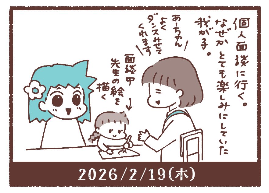 昨日の('▽') あと少しで春休みだって！ はやいー／('▽')＼ #絵日記