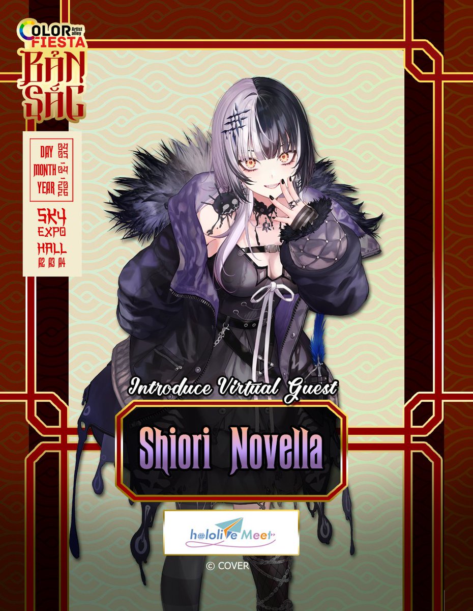 Vietnamese Novelites, get hyped! The Archiver is coming.
👁️‍🗨️ <a href="/shiorinovella/">Shiori Novella 👁‍🗨 holoEN</a> from hololive EN -Advent- will be at Color Fiesta this April!
Don’t miss your chance to meet her. See you there! 🖤🤍
#cofiss16 #hololiveEN #hololiveMeet