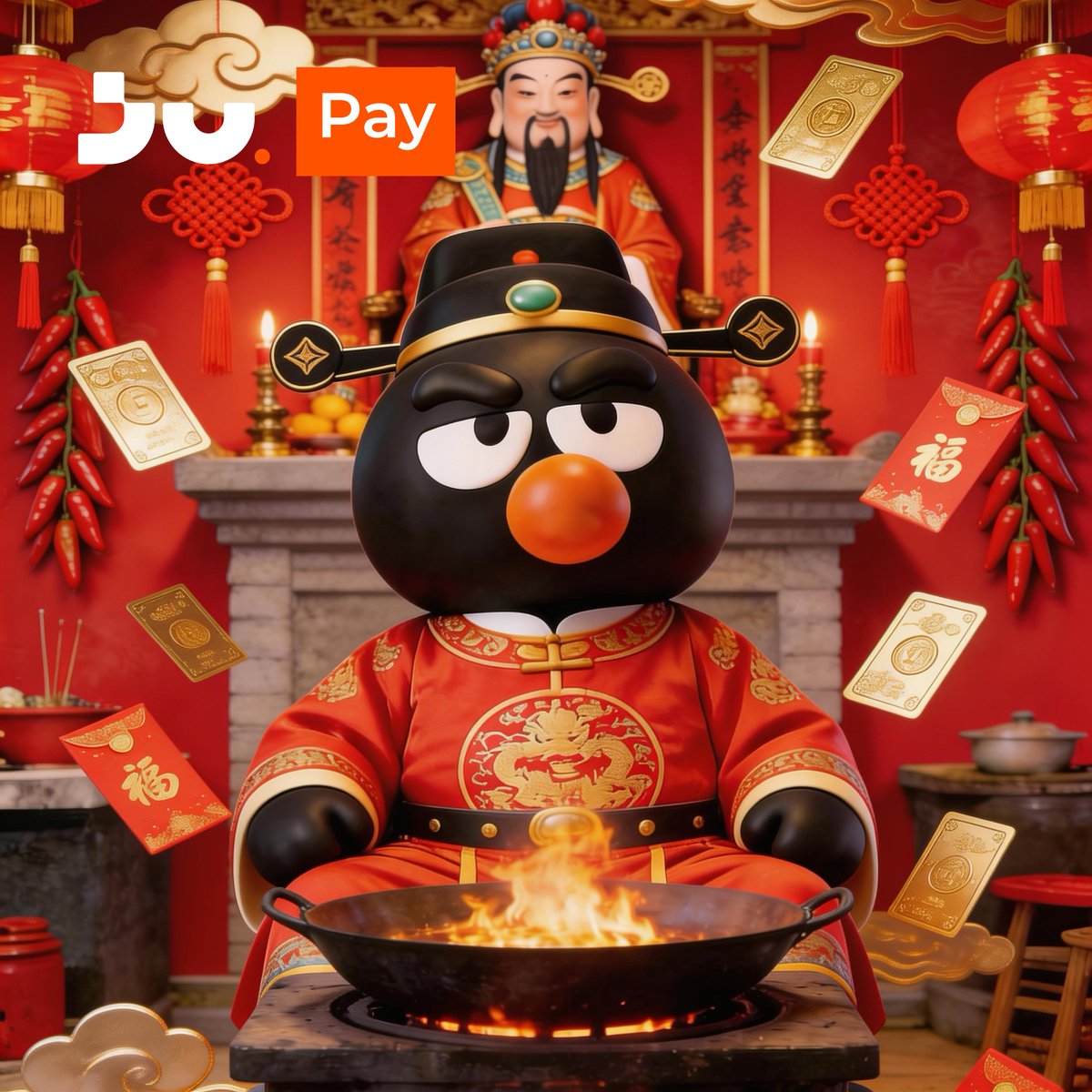 迎灶神，迎好运 ✨  愿新一年，每一笔支付都顺顺利利。
宜：充值、支付、转账
忌：支付卡顿
#JuPay #迎灶神 #加密支付