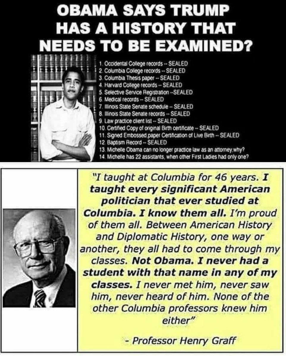 its_The_Dr's tweet image. Obama was a CIA asset put in place to destroy the US.

Occidental College records -- SEALED
Columbia College records -- SEALED
Columbia Thesis paper -- SEALED
Harvard College records -- SEALED
Selective Service Registration -- SEALED
Medical records -- SEALED
Illinois State