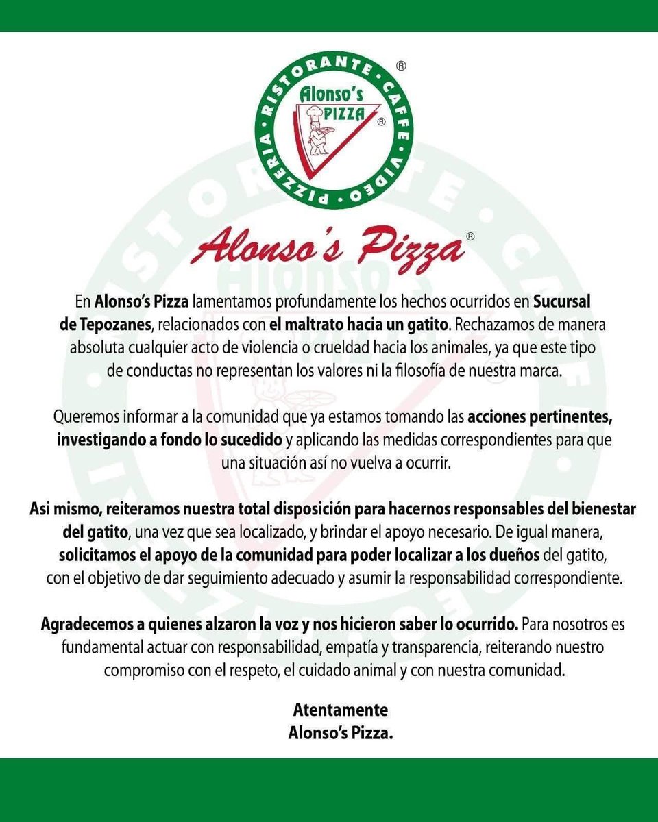 Alonsos Pizza
Torturo un gatito, amigos

Ya sabemos qué hacer

maps.app.goo.gl/FiQbJNweToqKX2…