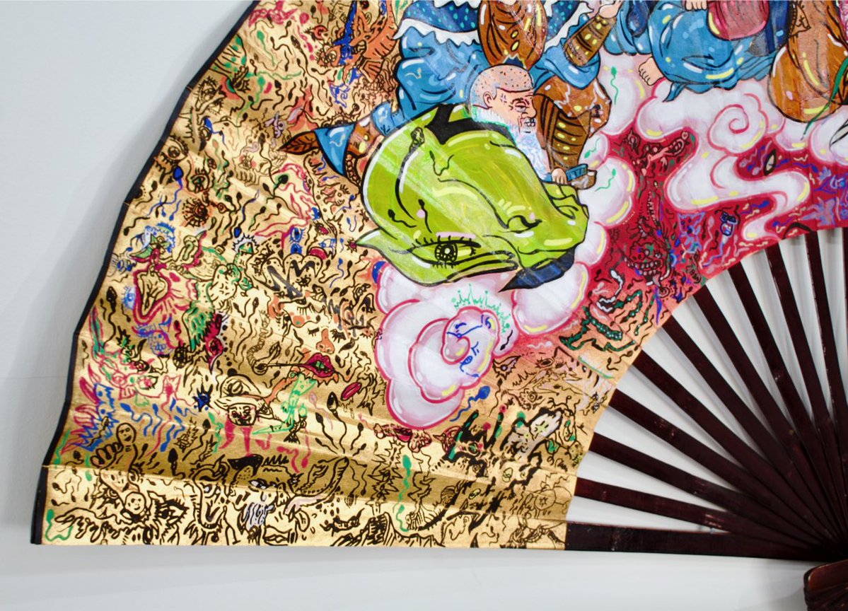 2/20金、12-18時まで営業。 遂に巨大扇子が完成🪭濱口健が先に描いた