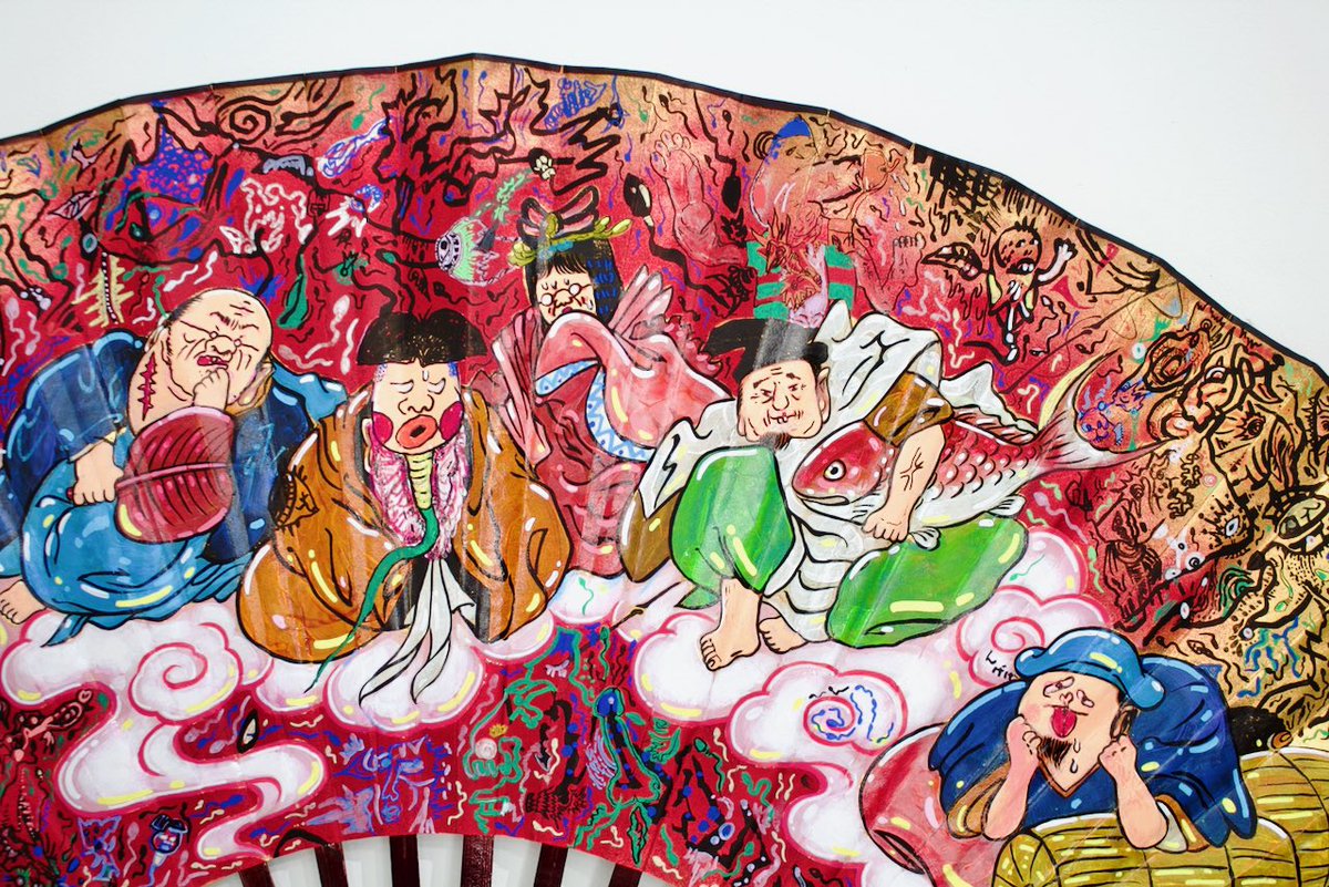 2/20金、12-18時まで営業。 遂に巨大扇子が完成🪭濱口健が先に描いた