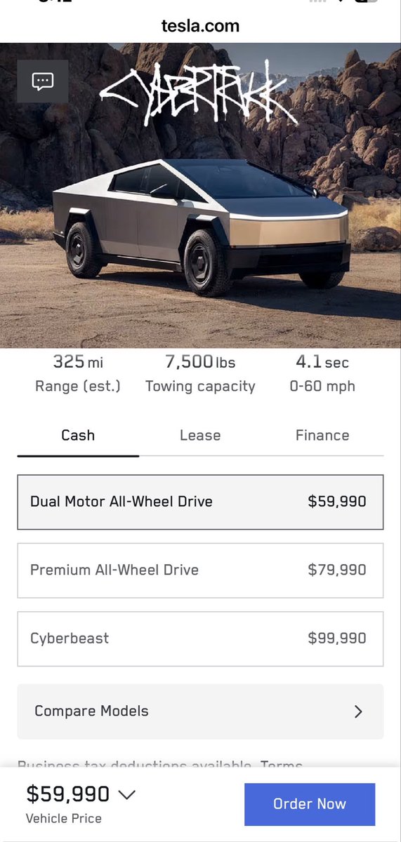 New Dual Motor AWD Cybertruck for only $59,990!!! Never a better time to get a Cybertruck and become part of the Tesla family.