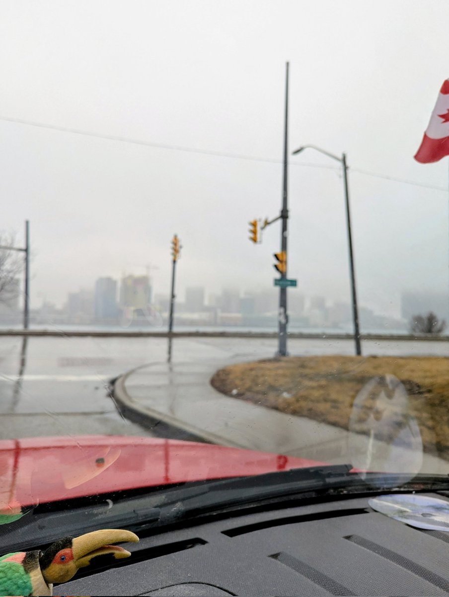 GitteTalk's tweet photo. Heading down to drive along the river this afternoon, it was surprising, as to the denseness of the #fog! Here, I'm about to turn onto #RiversideDrive, with a shrouded downtown #Detroit, across on the other side. https://t.co/tLYpMxNVH6